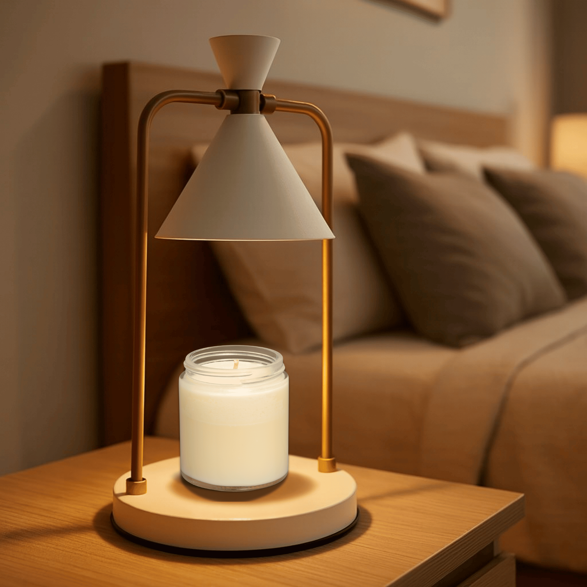 Cone Shade Metal Frame Electric Candle Warmer Lamp