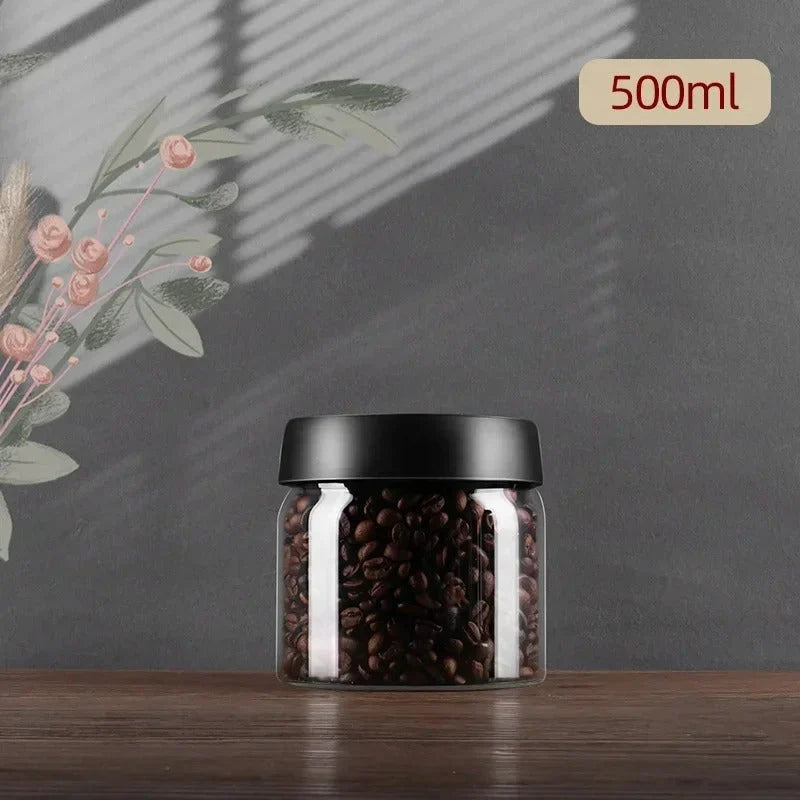 Coffee Bean Storage Jar Vacuum Pump Airtight Borosilicate Glass