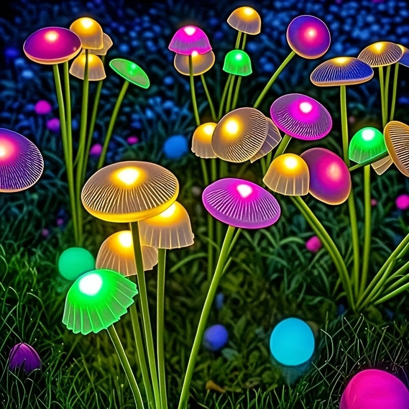 Solar-Powered Multicolored Mushroom Garden Light
