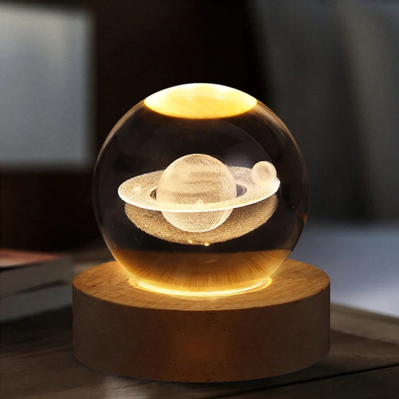 Touch Control 3D Crystal Ball Lamp – USB Powered with Various Light Modes