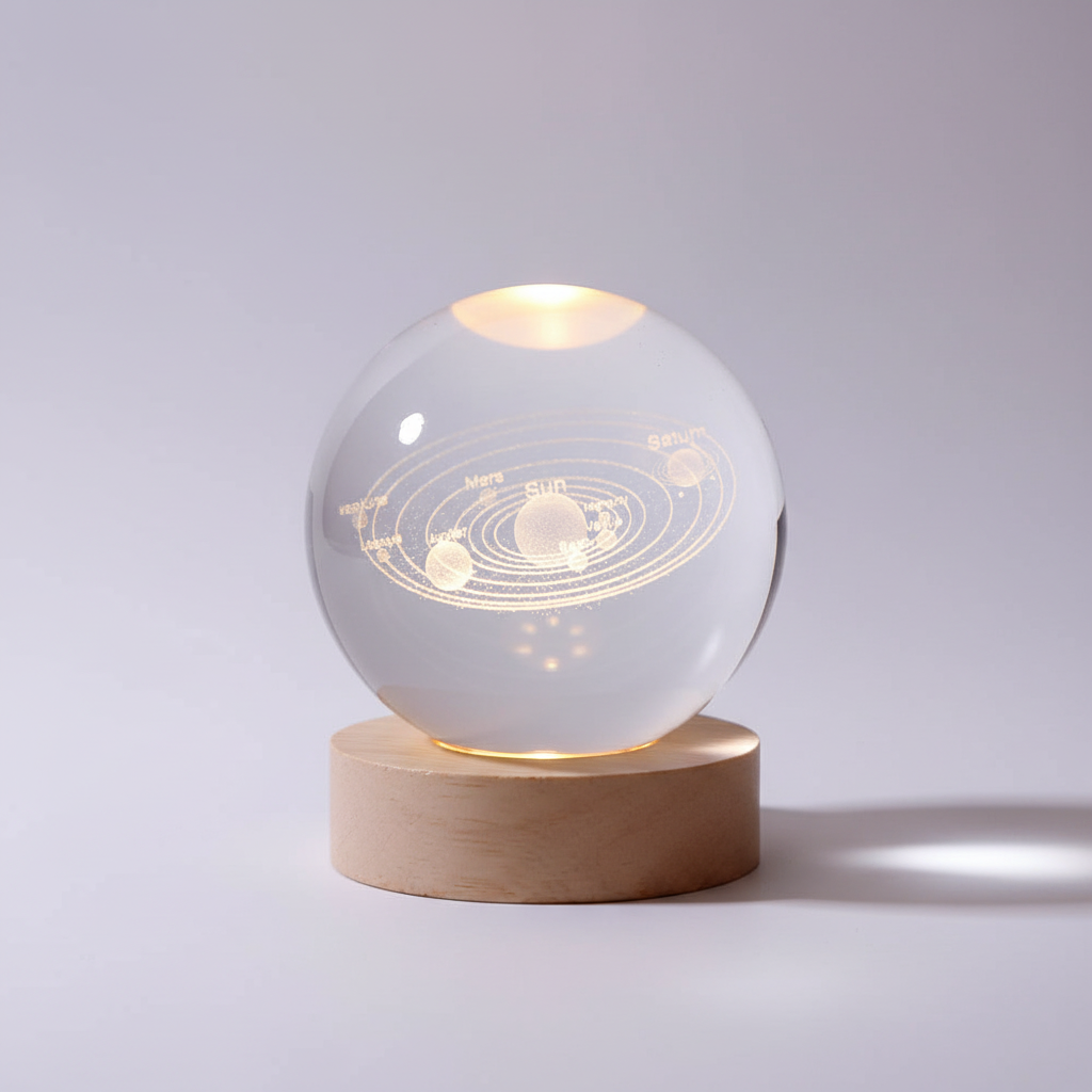 Warm White Glow Night Light - 3D Engraved LED Table Lamp for Home