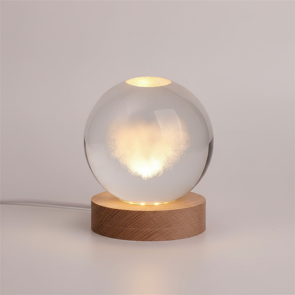 Warm White Glow Night Light - 3D Engraved LED Table Lamp for Home