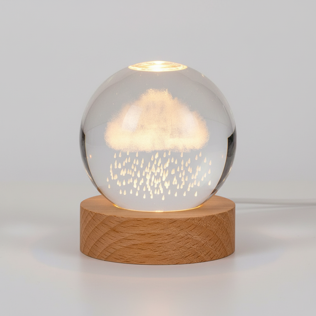 Warm White Glow Night Light - 3D Engraved LED Table Lamp for Home