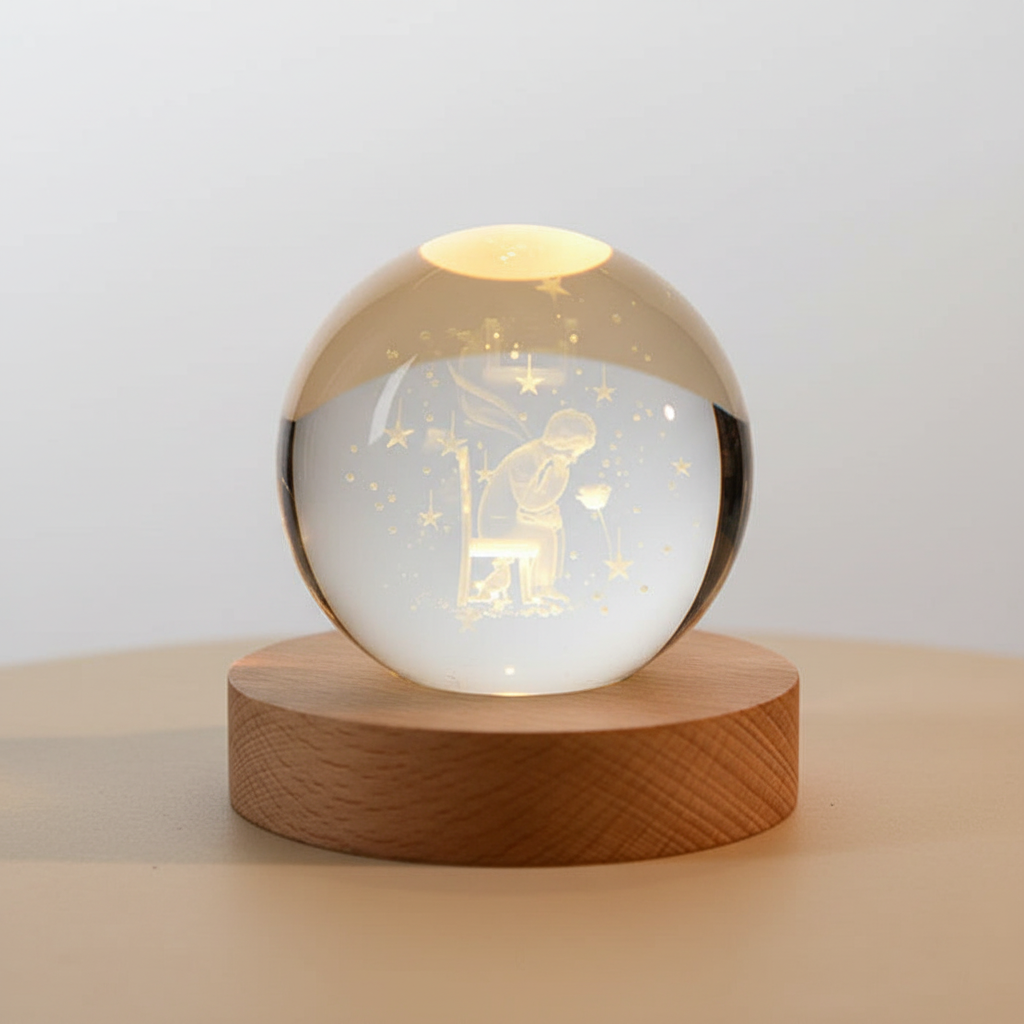 Warm White Glow Night Light - 3D Engraved LED Table Lamp for Home
