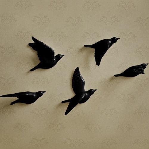 SereneFlight 3D Bird Wall Decor Set - Sophisticated Resin Sculptures