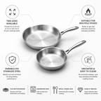 410 Stainless Steel Uncoated Frying Pan (24 & 26 cm)