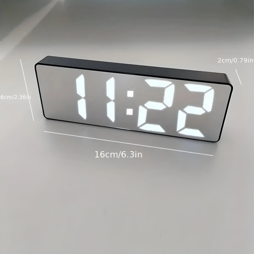 LED Alarm Clock with Digital Display and Mirror Finish
