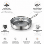 Titanium Non-Stick Flat-Bottom Frying Pan (7.87-Inch, With Lid)