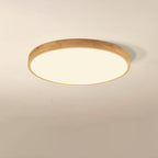 Wooden Framed Round Ceiling Light – LED Flush Mount Fixture
