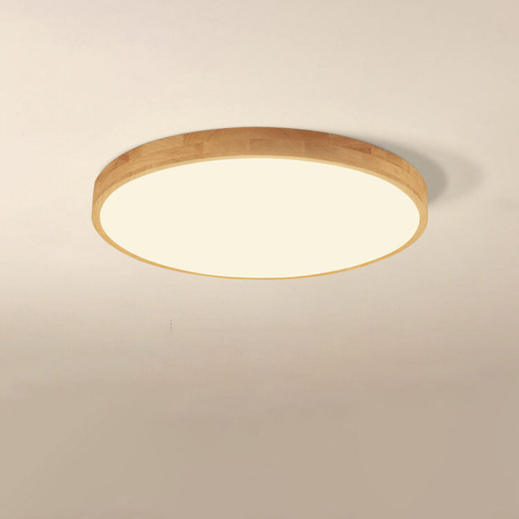 Wooden Framed Round Ceiling Light – LED Flush Mount Fixture