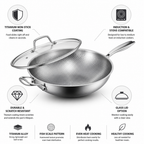 Titanium Non-Stick Hammered Fish-Scale Wok (36 cm)