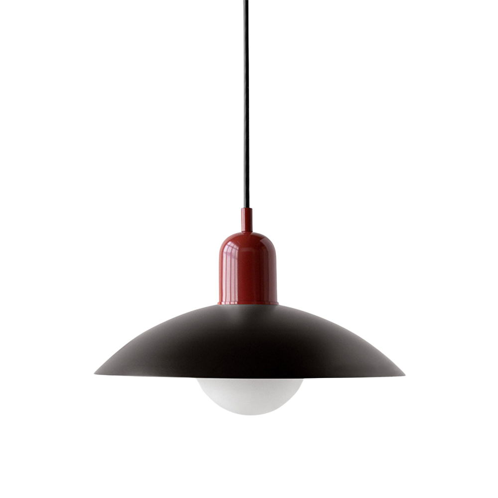 Ceiling Light Fixture with Curved Metal Shade - Hanging Design