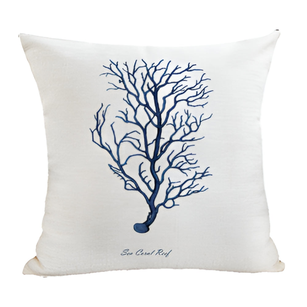 Embroidered Cushion Cover with Ocean Design