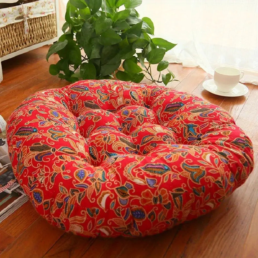 Round Floor Cushion in Cotton – Bohemian Style