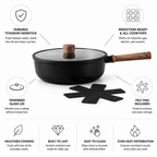 Titanium Nonstick Induction-Ready Saute Pan (Glass Lid & Felt Pad)