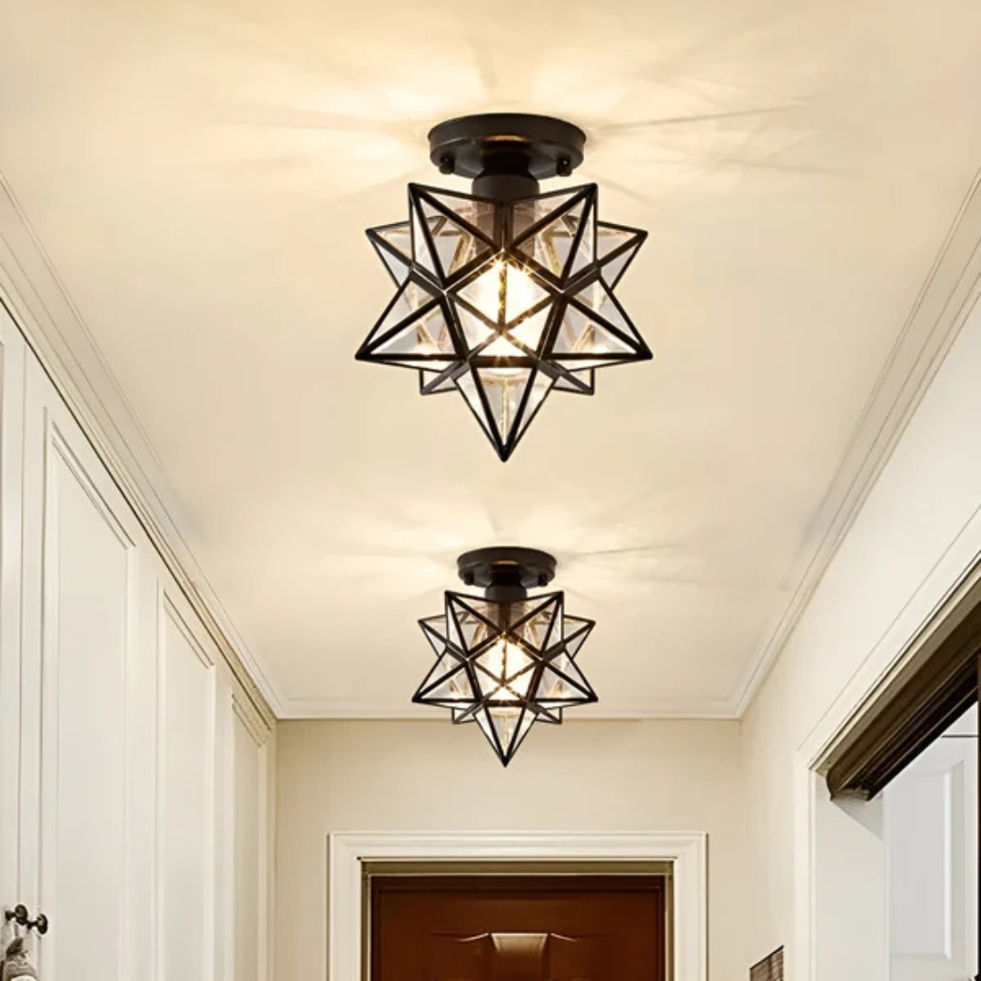 Geometric Star Light Fixture – Elegant LED Ceiling Lamp