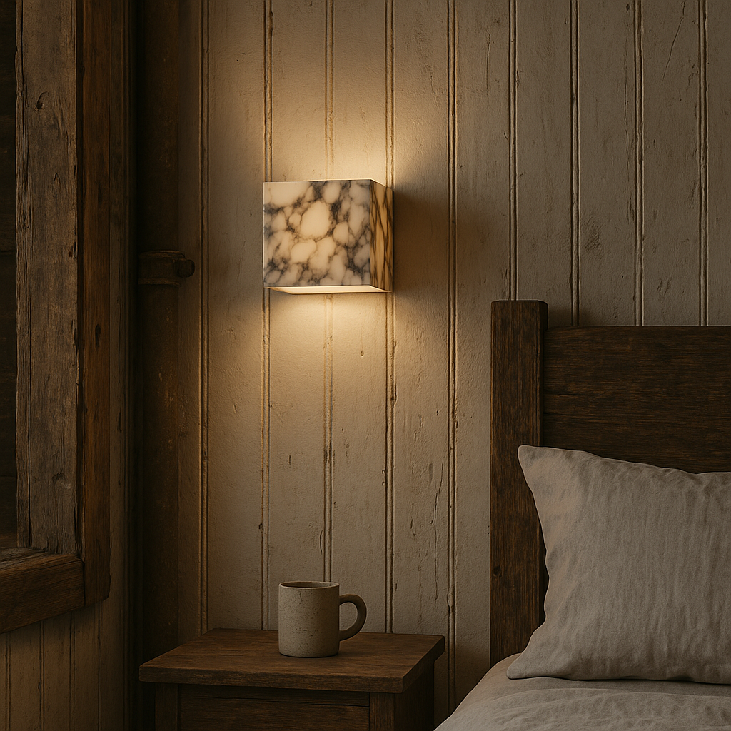 Cube Wall Light in Minimalist Marble Design