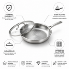 Titanium Non-Stick Hammered Frying Pan (With Lid)