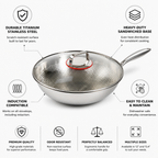 Heavy-Duty Sandwiched Titanium Stainless Steel Wok (Induction Compatible)