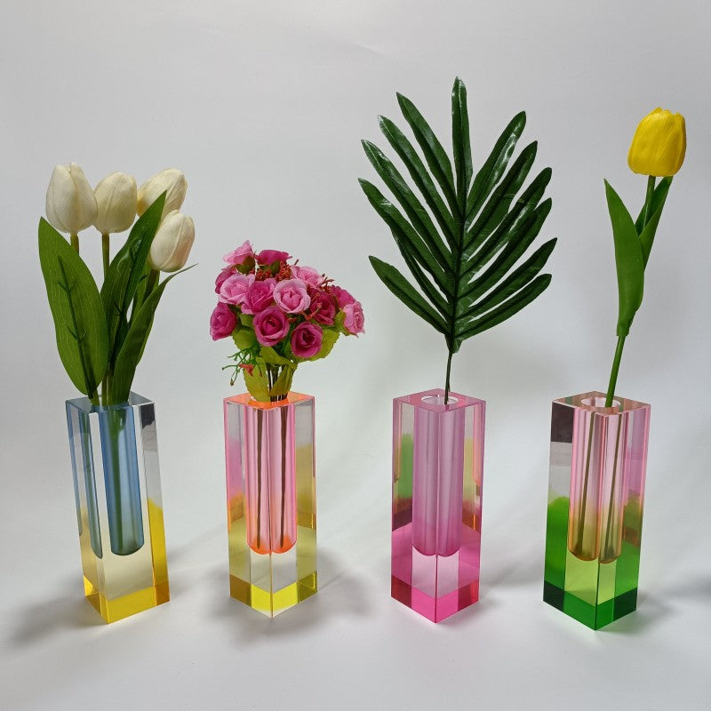 Vibrant Gradient Acrylic Vase for Modern Home Decor