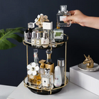 Gilded Glam 2-Tier Rotating Vanity Display for Beauty Essentials