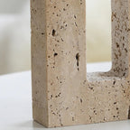 Modern Sculptural Candle Holder in Dual Travertine Design