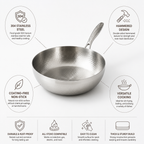 Coating-Free Hammered 304 Stainless Steel Deep Frying Pan