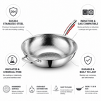 Uncoated SUS304 Stainless Steel Wok Pan (30 cm Flat Bottom)