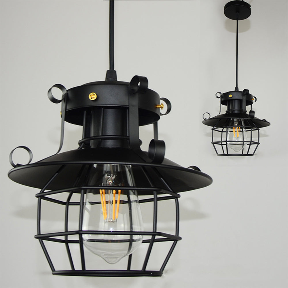 Retro Metal Cage Design Pendant Light for Industrial Style