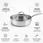 304 Stainless Steel Saute Pan with Glass Lid