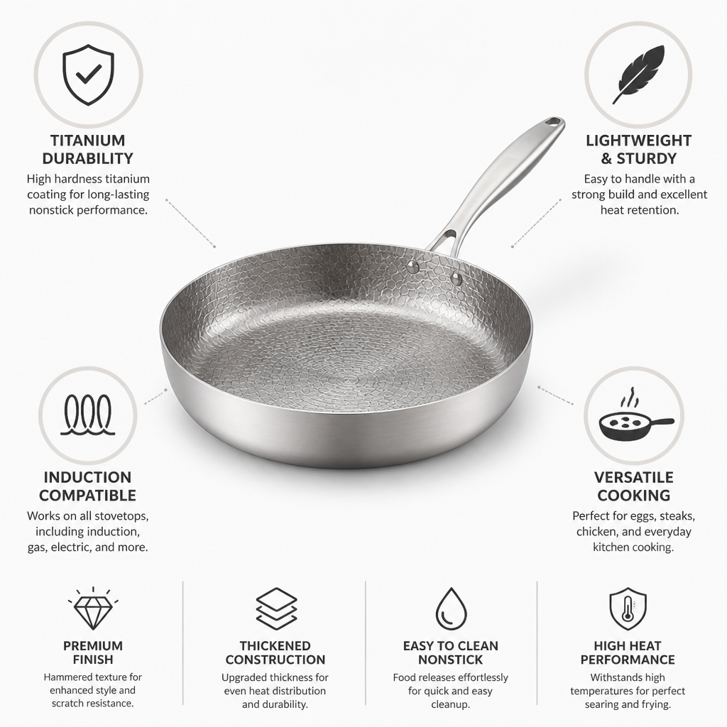 Hammered Titanium Nonstick Frying Pan (Induction Ready)
