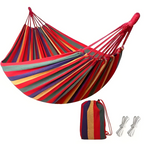 Striped Pattern Outdoor Hammock with Rope Loops