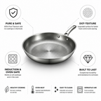 Uncoated Pure Titanium Dot-Texture Frying Pan (Induction & Oven-Safe)