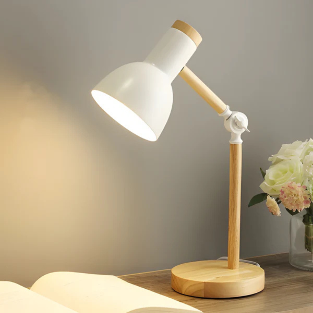 LED Desk Lamp with Adjustable Wooden and Metal Design