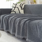 Cozy Textured Knit Blanket with Playful Tassels
