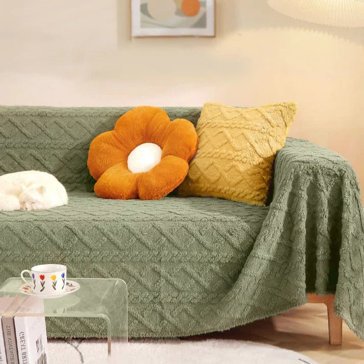 Couch Cover with Waffle Texture - Warm Sherpa Comfort