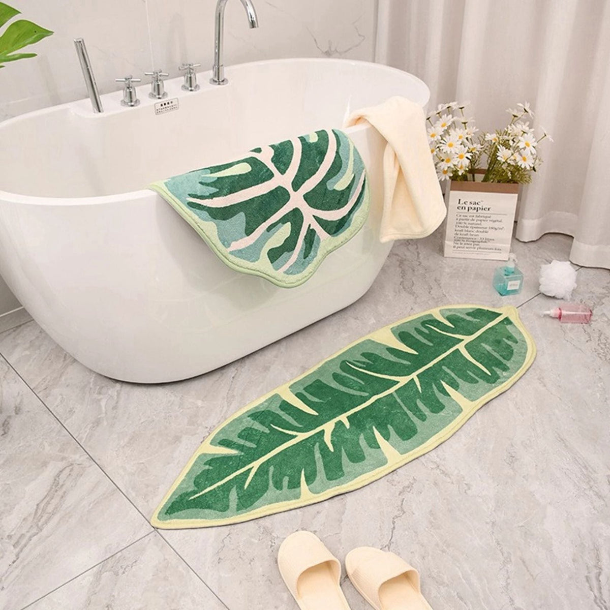 Tropical Serenity Bath Mat - Soft and Absorbent Area Rug