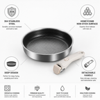 Honeycomb Non-Stick 304 Stainless Steel Deep Frying Pan (24 cm)