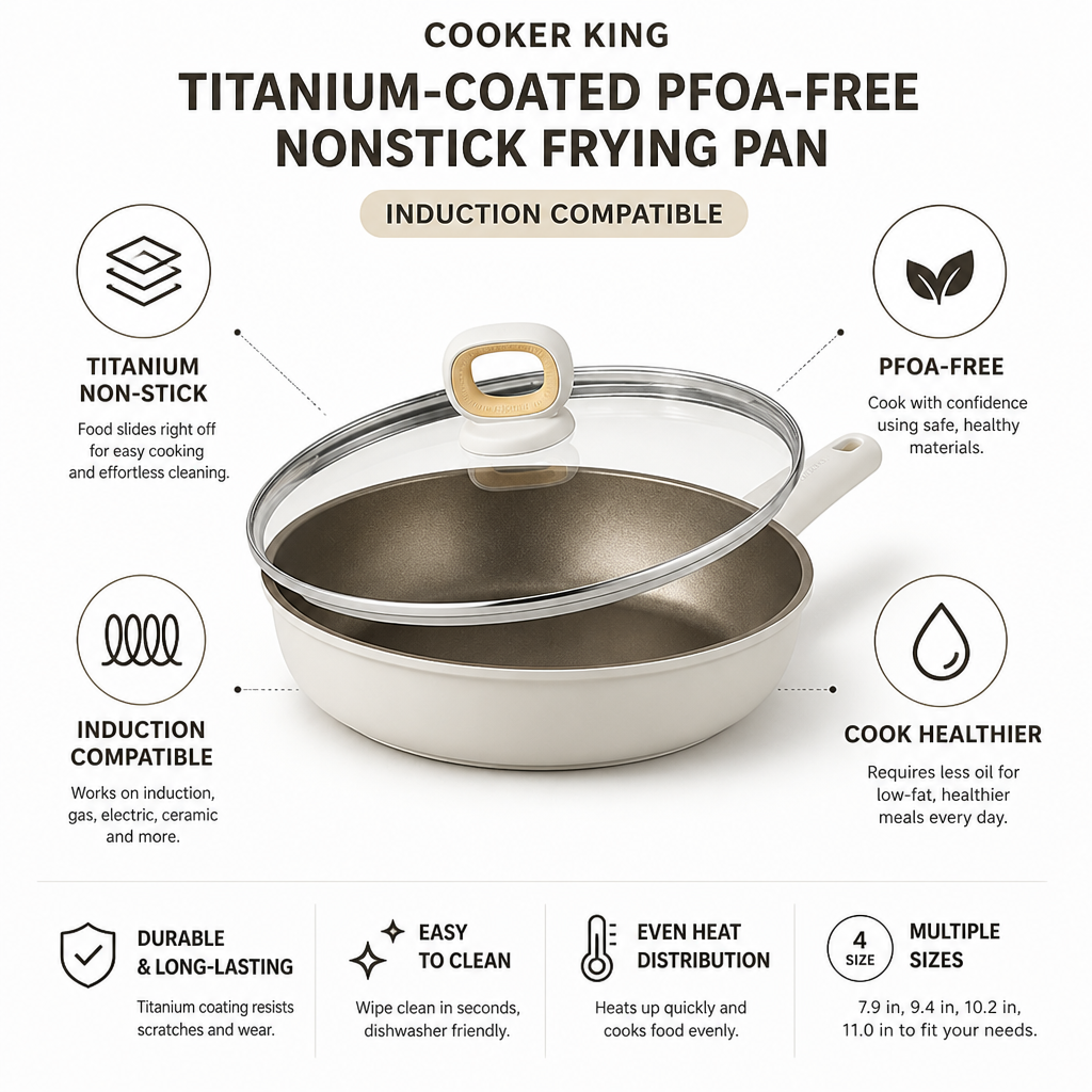 Titanium-Coated PFOA-Free Nonstick Frying Pan (Induction Compatible)
