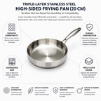Triple-Layer Stainless Steel High-Sided Frying Pan (20 cm)
