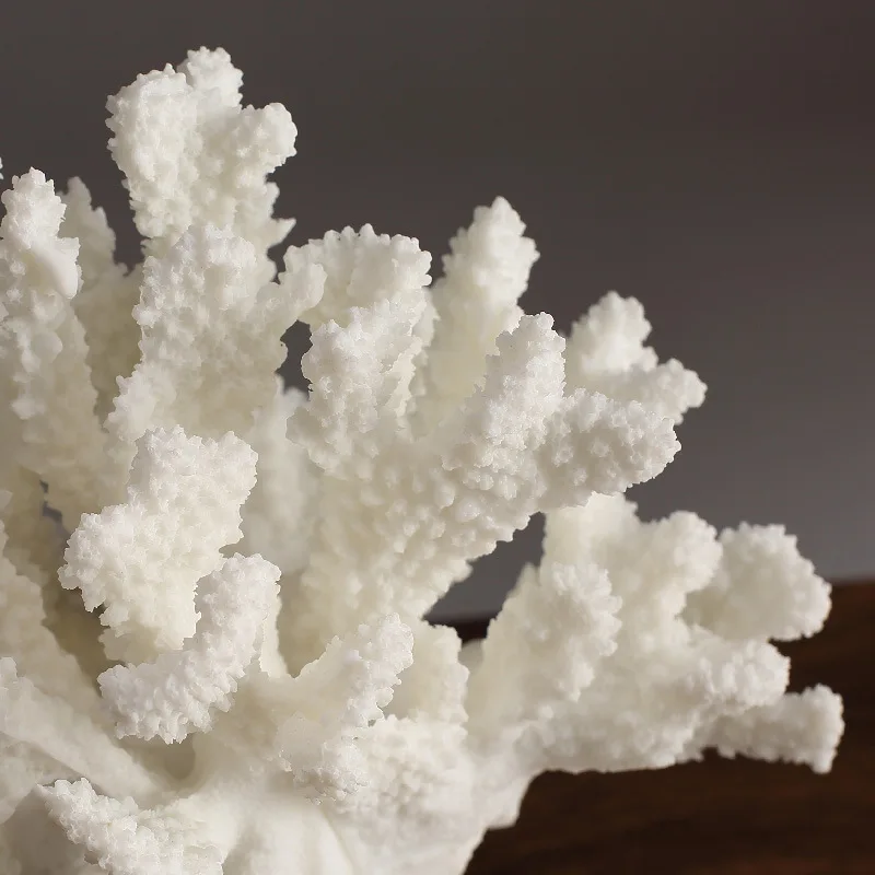 Ocean Harmony Coral Art with Marble Stand - Elegant Resin Decor