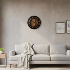 Classic Elegance Black Metal & Walnut Wall Clock with Silent Functionality