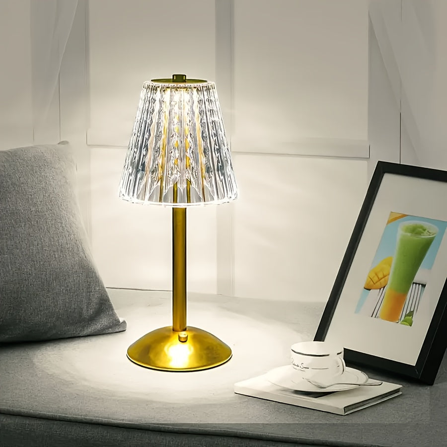 USB Rechargeable Table Lamp with Crystal Design