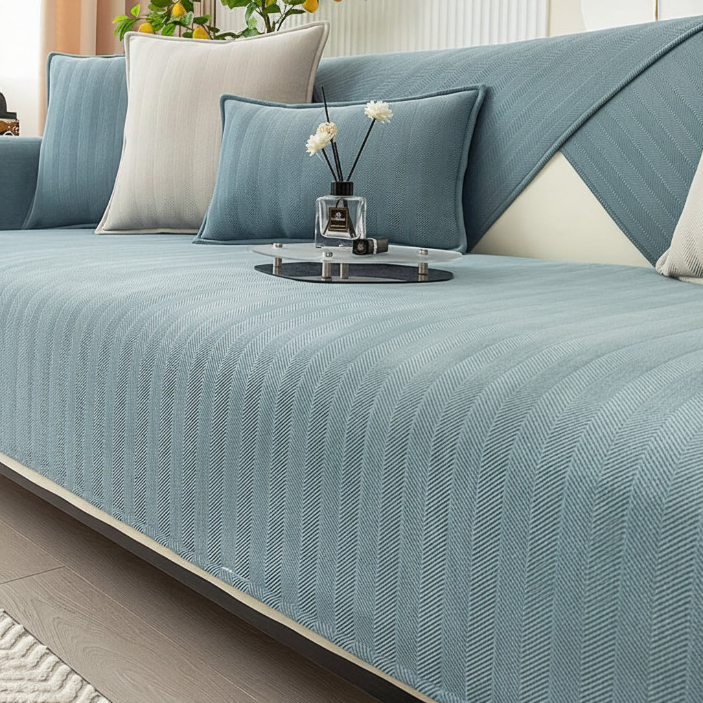 Elastic & Non-Slip Ribbed Chenille Sofa Cover