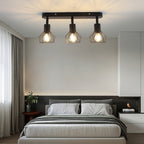 Industrial Black Metal Ceiling Spotlight with Three Lights