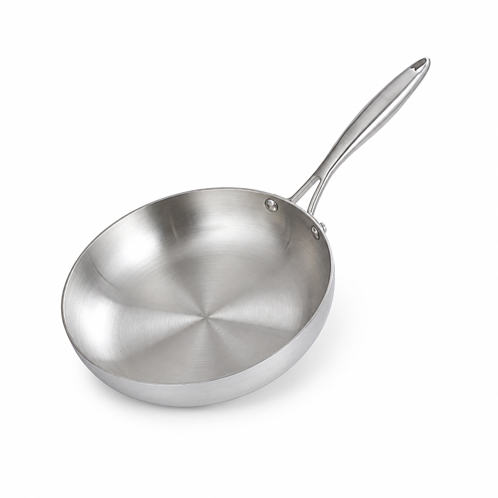 Uncoated Stainless Steel Induction & Gas Compatible Frying Pan (Multiple Sizes)