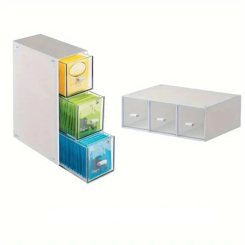 Tea Organizer Compact 3-Drawer Space-Saving