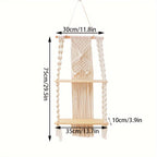 Hanging Storage Rack with Two Tiers – Bohemian Macrame Wall Shelf