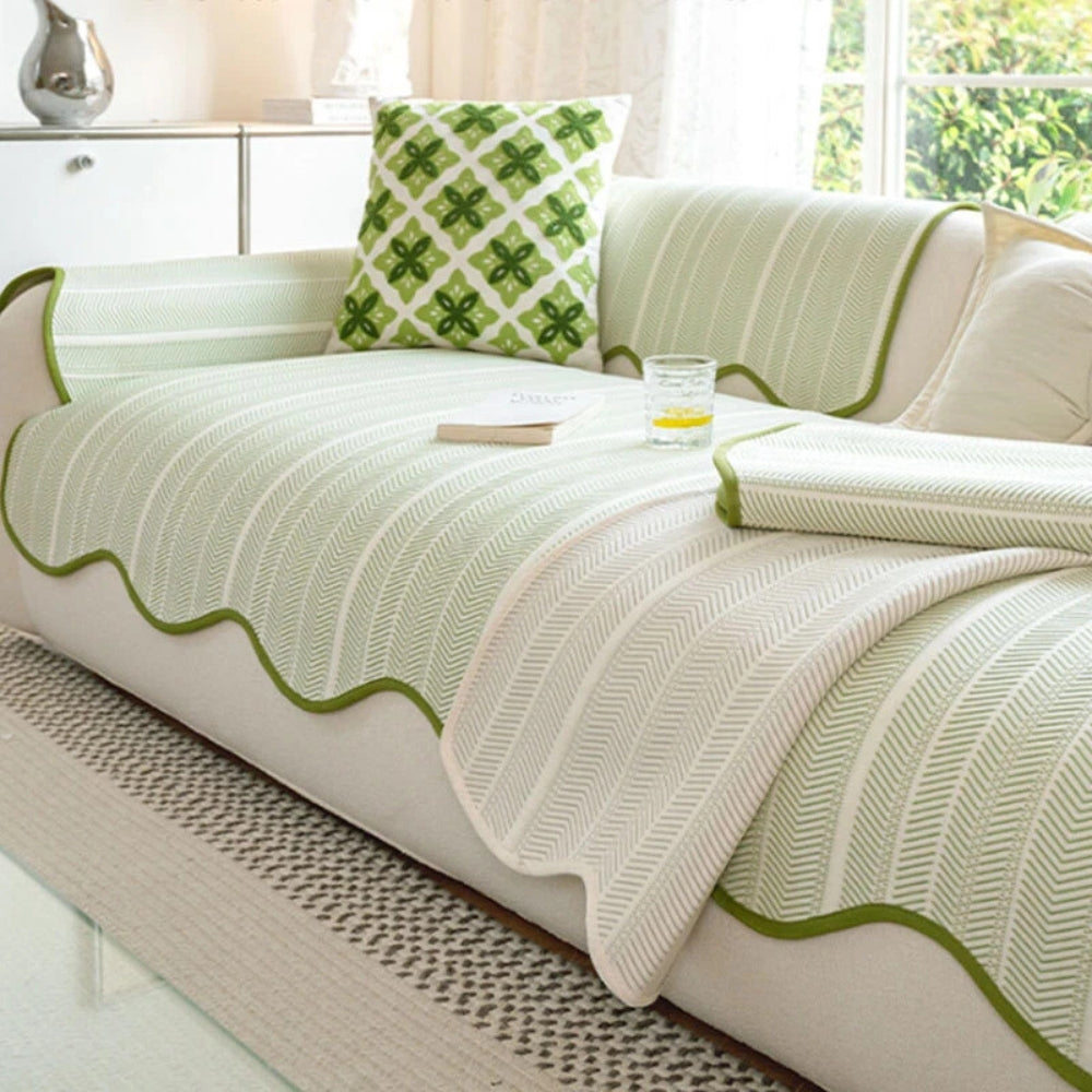 Machine Washable Durable Microfiber Herringbone Sofa Cover (Versatile Fit)