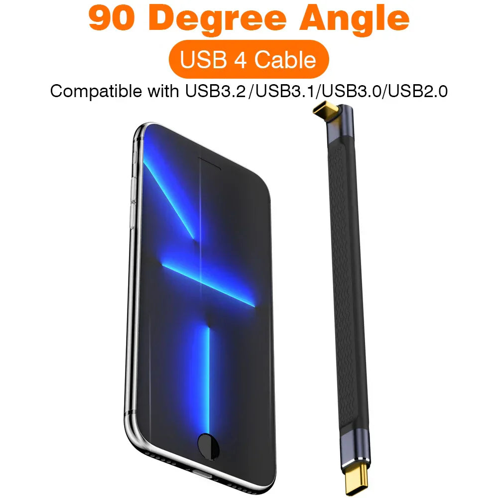USB4 Cable Elbow Flat 240W PD 40Gbps